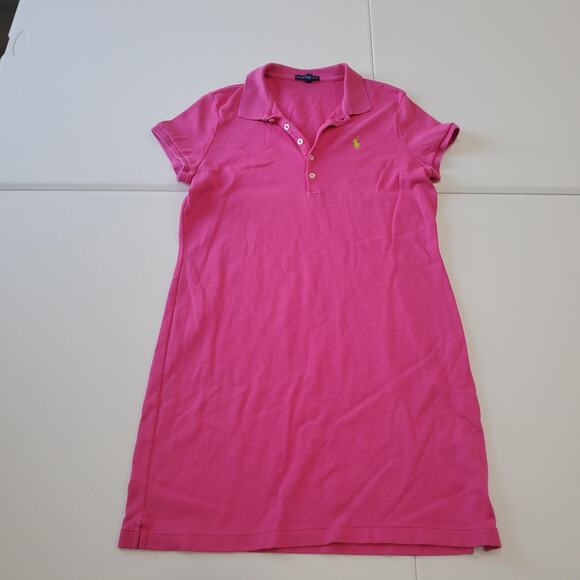 Ralph Lauren Polo Dress Womens Large Pink Cotton Short Sleeve Pony Logo Preppy - Picture 1 of 10